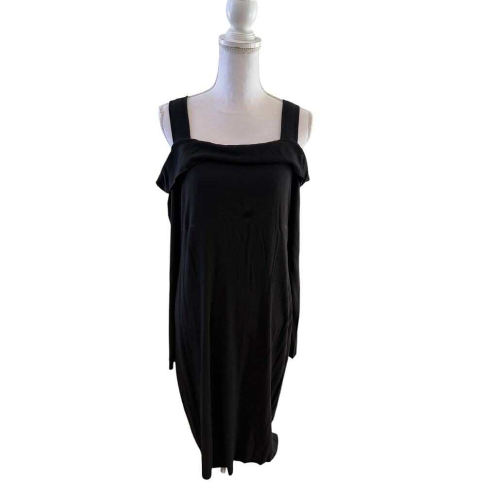 Elie Tahari Cold Shoulder Knit Dress Black XL